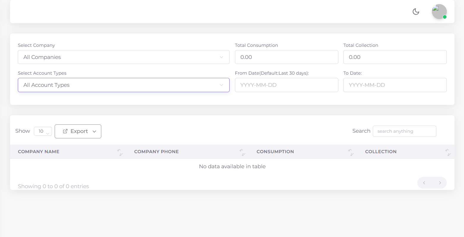 Company Billing Table